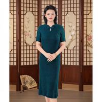 彩貂绒线 织「水滴领旗袍连衣裙」手工diy   非成品 拍2送工具+教程
