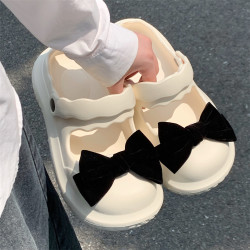 细细条 网红踩屎感包头拖鞋女夏季ins甜美蝴蝶结户外防滑沙滩凉鞋