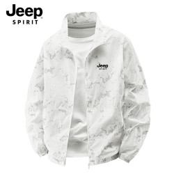 JEEP SPIRIT Jeep吉普夏季超薄防晒外套休闲大码男立领迷彩轻薄透气冰丝皮肤衣