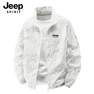 JEEP SPIRIT Jeep吉普夏季超薄防晒外套休闲大码男立领迷彩轻薄透气冰丝皮肤衣