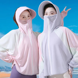 夏季韩版拼色彩虹防晒衣新款防晒服时尚防紫外线罩衫冰丝薄外套