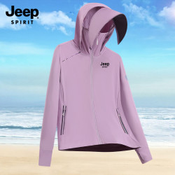 JEEP SPIRIT 吉普防晒衣男女夏季连帽休闲外套防晒衣女钓鱼皮肤衣