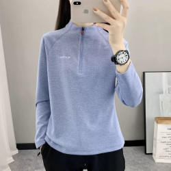 秋冬季运动跑步户外抓绒衣女立领加绒加厚摇粒绒套头运动卫衣外套