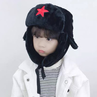 冬天雷锋帽男女冬季五角星护耳帽加绒加厚风雪帽东北滑雪帽保暖帽