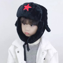 冬天雷锋帽男女冬季五角星护耳帽加绒加厚风雪帽东北滑雪帽保暖帽