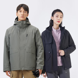 探路者 抓绒冲锋衣秋冬三合一外套 男女两件套 TAWWCK91961