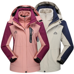 219#冲锋衣男三合一可拆卸两件套女加绒加厚防风防水户外登山服
