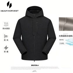 全热封无缝压胶磁吸扣春秋款弹力户外冲锋连帽防水外套