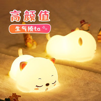 万火 呼噜猫小夜灯儿童伴睡灯生日礼物宝妈顾娃灯硅胶小夜灯充电