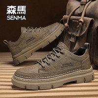 森马 SENMA/森马男鞋2026新款冬季运动休闲潮鞋男士皮面软底工装马丁靴