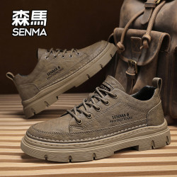 森马 SENMA/森马男鞋2026新款冬季运动休闲潮鞋男士皮面软底工装马丁靴