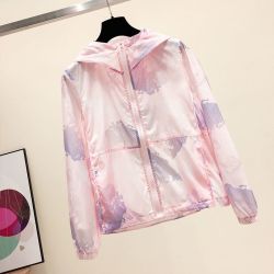 防晒衣女新款薄款百搭防紫外线短款印花学生外套防晒服连帽夏季潮