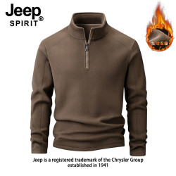 JEEP SPIRIT 奥粒绒外套男款抓绒衣德绒上衣加厚大码半开胸卫衣男