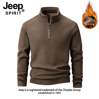 JEEP SPIRIT 奥粒绒外套男款抓绒衣德绒上衣加厚大码半开胸卫衣男