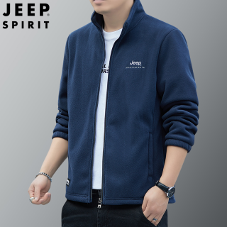 JEEP SPIRIT JEEPSPIRIT冬季户外运动抓绒卫衣男士春秋大码防风保暖休闲外套男