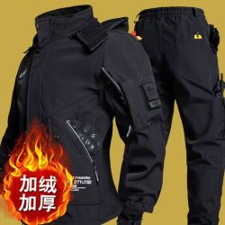 冲锋衣套装男女加绒加厚保暖秋冬防水防风登山服户外外套裤子防水