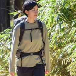 灰壳美丽奴户外女网眼长袖美丽诺透气速干吸湿排汗女羊毛上衣