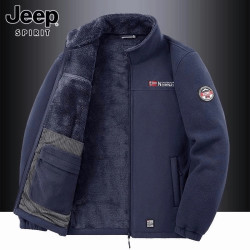 JEEP SPIRIT Jeepspirit吉普男士卫衣冬季立领抓绒衣加绒保暖摇粒绒开衫外套男