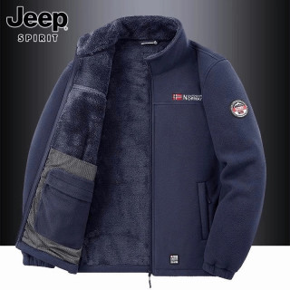 JEEP SPIRIT Jeepspirit吉普男士卫衣冬季立领抓绒衣加绒保暖摇粒绒开衫外套男