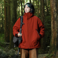 秋冬季新品朱雀红色户外三合一男女防风防水登山服外套