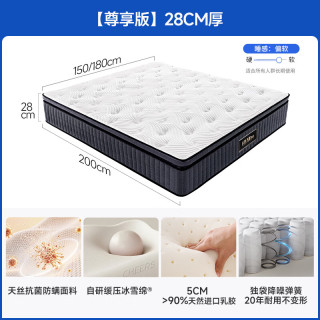 大件超省：芝华仕 D060五星垫5cm乳胶独袋弹簧床垫 1.8x2米 适中偏软