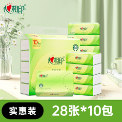 心相印 茶语丝享系列 抽纸 3层*28抽*10包(210*190mm)