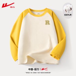回力 儿童长袖T恤纯棉秋装打底衫中大童秋季衣服上衣男童女童秋款