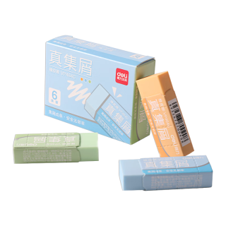 得力 莫兰迪彩色真集屑橡皮擦 中号 6块装