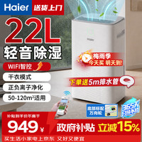 海尔 除湿机/抽湿机家用室内卧室静音抽湿器客厅地下室大平层干衣机除湿器除湿净化一体机 22