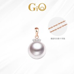 GiO 珠宝 海水珍珠项链18K金akoya吊坠小灯泡颈链锁骨链天女级