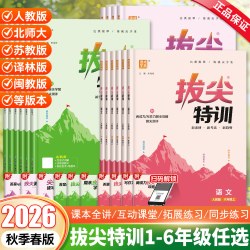 2026秋新版小学拔尖特训一二三年级四五六年级上册下册语文数学英语人教北师大苏教译林冀教闽教版沪教牛津外研版课本同步训练习册