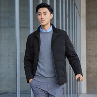 劲霸男装 男士外套冬季新潮防水立领商务爸爸轻薄短款夹克羽绒服男