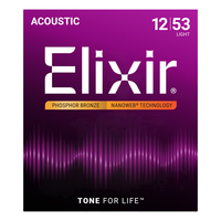 Elixir 伊利克斯吉他弦琴弦全套民谣木吉他弦 16052 磷铜-超薄覆膜（012-053）