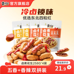 黄飞红 麻辣花生分享装多规格露营野餐休闲零食坚果下酒菜下酒花生米 香辣+五香味258g*4袋