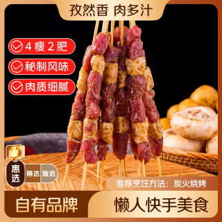 鲜京采 内蒙古孜然羊肉串1kg （50串）鲜冻羊肉串 BBQ烧烤食材