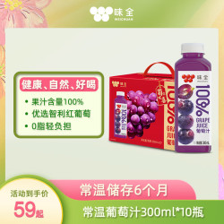 味全 常温100%果汁饮料100%葡萄汁300mL*10瓶装送礼聚会