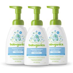 Babyganics 婴儿洗发露 + 沐浴露泵瓶,不含香料,16 盎司(约 473.2 毫升),3 件装