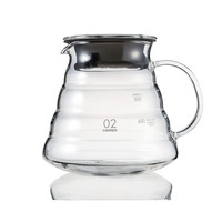 HARIO 玻璃咖啡分享壶 600ml大容量 耐热微波炉适用 V60手冲咖啡专用 透明带盖保温 家用办公