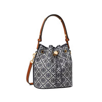 TORY BURCH T Monogram 小号TB女包水桶包提花斜挎包海军蓝七夕礼物送女友