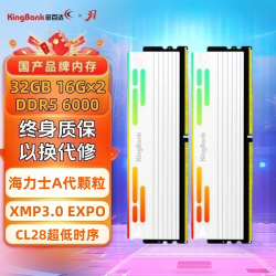金百达 DDR5星刃黑白灯条6000 C28时序台式内存条