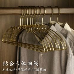 俏天下 ins风日系不锈钢太空铝合金衣架 金色无痕防滑