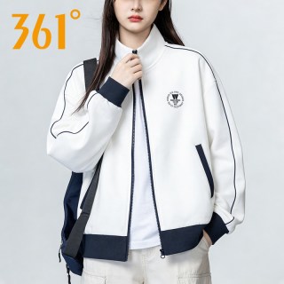 361° 361度针织外套女2026春秋季新款立领开襟卫衣女士休闲运动服上衣