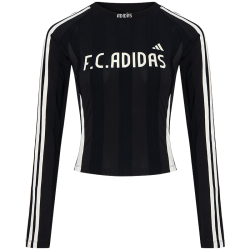 adidas TIRO LS TEE 修身提花工艺 黑色 M 长袖T恤