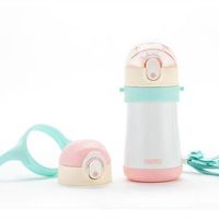 THERMOS 膳魔师 高品质不锈钢儿童保温杯吸管杯鸭嘴杯礼盒装 粉色 320ML（双盖套装）