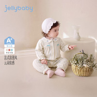 jellybaby 26新品秋款女童婴童居家露营满印爬服 浅粉 80cm