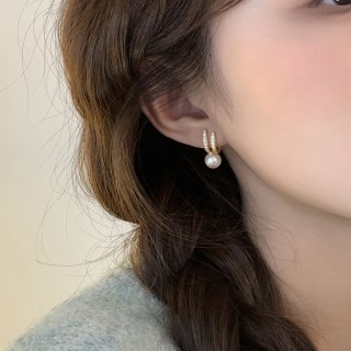 半日逅屿 韩系轻奢镶钻珍珠耳钉女新款爆款耳环小众设计高级感气质耳饰银针 镶钻珍珠耳钉银针