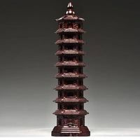 OLOEY 文昌塔木雕摆件实木家居客厅办公室装饰品