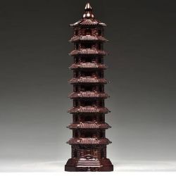 OLOEY 文昌塔木雕摆件实木家居客厅办公室装饰品