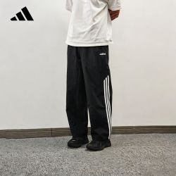adidas 运动裤男裤秋季新款透气休闲时尚百搭梭织潮流长裤