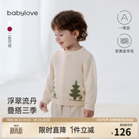 Babylove 婴儿针织开衫红色毛衣秋冬宝宝羊毛开衫圣诞外套浮翠流丹 浮翠流丹-白 73 cm